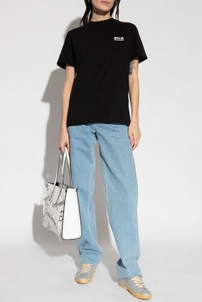 Golden Goose T-shirt With Logo, Womens, Black