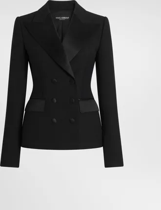 Dolce & Gabbana Wool Cady Double-breasted Jacket - Woman Blazers Black 36
