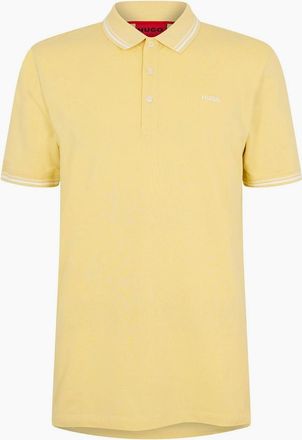 HUGO BOSS Mens Collared Neck Button Placket Polo Shirt - Yellow - Size: 38