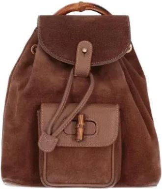 Gucci Pre-owned Suede gucci-bags - Dames - Vintage Rugzakken - Bruin - ONE Size - Su&egrave;de - Vintage