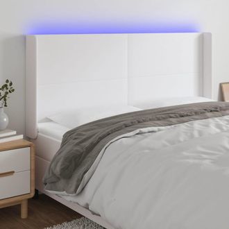 vidaXL Cabecero Con Led Cuero Sint&eacute;tico Blanco 163x16x118/128 Cm Vidaxl