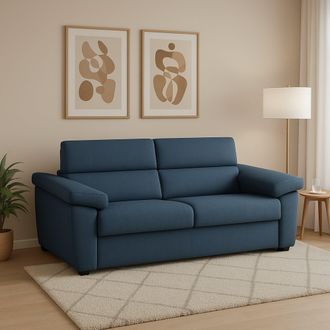 Dmora Sof&aacute; Fijo 3 Plazas Giffone, Desenfundable, Lavable, Hecho En Italia, Con Brazos, 225x95 Cm Azul