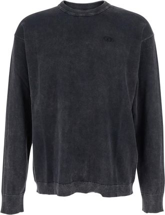 Diesel k-bennie Grey Crewneck T-shirt With Logo Embroidery On The Front In Cotton Man