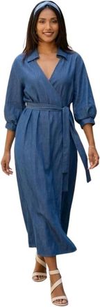 Ana Alcazar Dames, Jurken, Blauw, Maat: L Leer