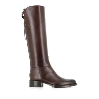 Sartore Sartore, Schoenen, Dames, Bruin, 39 EU, Ebony Leren Laarzen met Ritssluiting