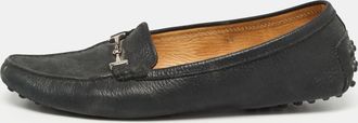 Tod's Tods Black Textured Nubuck Leather Buckle Loafers