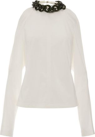 J.W.Anderson chain-embellished cold-shoulder top - women - Polyamide/Viscose/Elastane - 10 - White