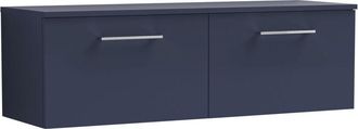 Nuie Nuie - Arno Wall Hung 2-Drawer Vanity Unit with Worktop 1200mm Wide - Midnight Blue