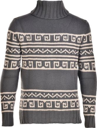 Manrico Cashmere Coltrui met patroon - Grijs