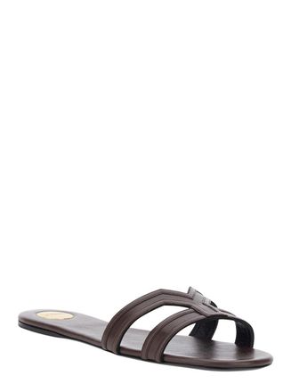 Saint Laurent Womens Sandals Mabrouka Brown Leather Calf