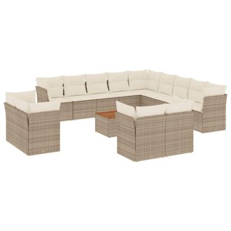 vidaXL Vidaxl - Set Divani Da Giardino 14pz Con Cuscini In Polyrattan Beige