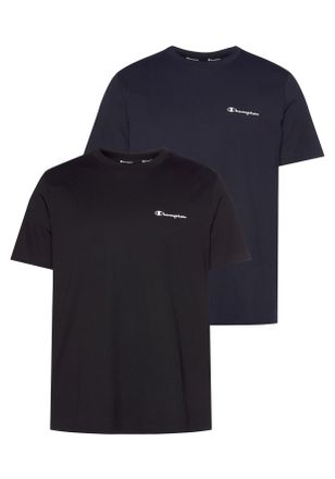 Champion T-Shirt CHAMPION, Herren, Gr. XXXL (56), blau (marine, schwarz), Obermaterial: 100% Baumwolle, Basic h&uuml;ftlang, Rundhals, Shirts T-Shirt