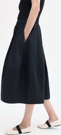 Co Full Skirt in Cotton Poplin in Black at Nordstrom, Size Xx-Small