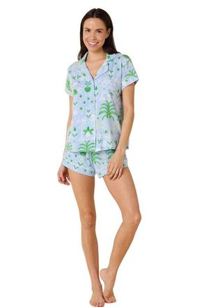 The Cats Pajamas Pima Knit Short Set in Tropicana Palm at Nordstrom, Size X-Large