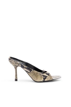 Diesel D-Diams-High leather mule with floating Oval D - Moccasins and Mules - Woman - Multicolor