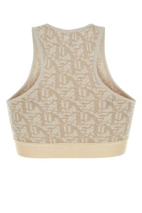 Palm Angels Womens Embroidered Viscose Blend Top Offwhitebei Maglie