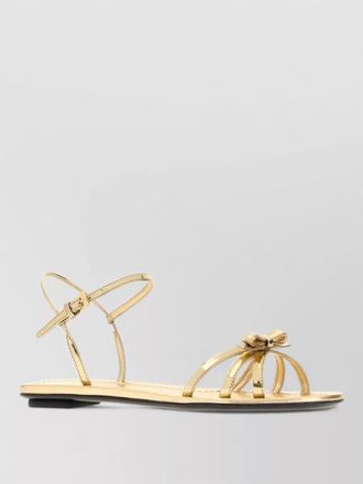 Prada leather sandals open toe flat sole bow