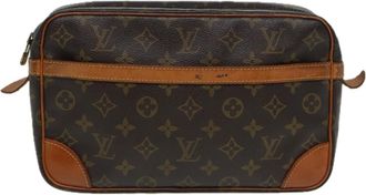 Louis Vuitton Compiègne Brown Canvas Clutch Bag (Pre-Owned)