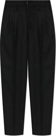 Ami Wol zijden broek met twee plooien - Heren - Nette broeken - Zwart - W42 - Wol - Broeken
