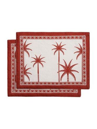 La DoubleJ Placemat Set Of 2 in Date Palms Placemat Mattone at Nordstrom