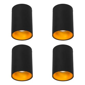 QAZQA Qazqa Juego De 4 Focos Modernos Negros Con Dorado Gu10 50mm