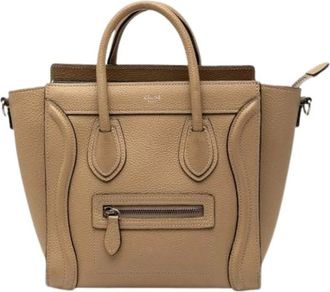 Celine Pre-owned Handbags, female, Beige, Size: ONE SIZE Pre-owned Luggage Nano Shopper Leather Handbag