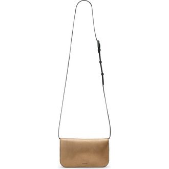 AllSaints Maeve Leather Crossbody Wallet in Warm Brass at Nordstrom