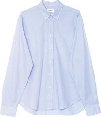 Soulland VIT Bttn Down Mini Stripe Shirt - Dames - Overhemden - Blauw - Xl/2Xl - Katoen - Overhemden