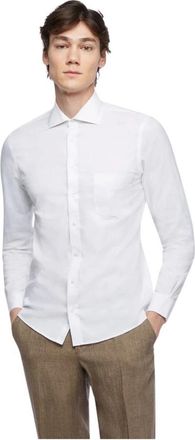 Brooks Brothers Stretch Milano Slim-Fit Pinpoint Shirt - Heren - Zakelijke Overhemden - Wit - L - Katoen - Overhemden