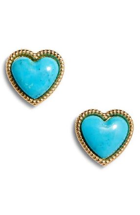 Established Stone Heart Stud Earrings in Turquoise at Nordstrom