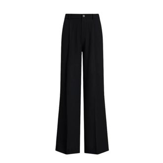 Ralph Lauren Kirahn Full Length Geplooide Broek - Dames - Broeken - Zwart - Maat: 2XS Leer