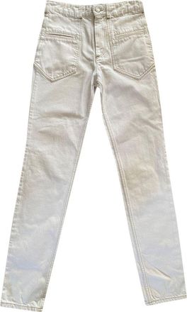 Isabel Marant Contrast Stitch High Rise White Jeans Size S