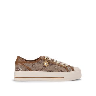 Kurt Geiger Womens Lace Up Sneaker Sneakers - Brown Fabric - Size UK 3