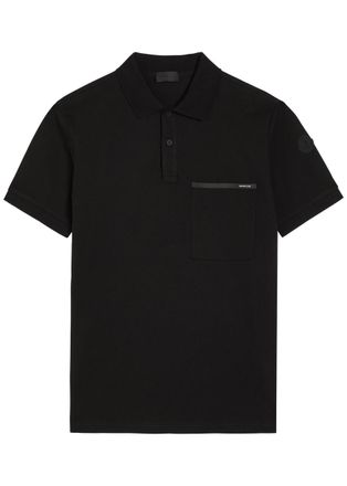 Moncler Logo-appliqu&eacute;d Piqu&eacute; Cotton Polo Shirt - Black - Xxl