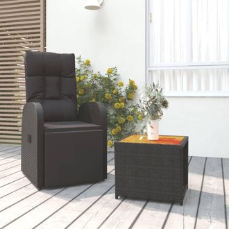 vidaXL Juego Muebles Jard&iacute;n 2 Pzas Madera Acacia Rat&aacute;n Sint&eacute;tico Negro Vidaxl