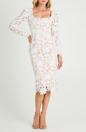Helsi Olga Floral Appliqué Long Sleeve Dress in Off White at Nordstrom, Size X-Large