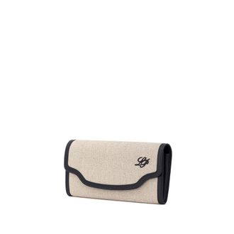 Loro Piana Womens Beige Fabric And Leather Wallet