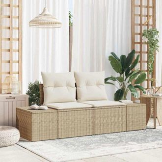 vidaXL Sof&aacute; De Jard&iacute;n Con Coj&iacute;n Beige 123 X 62 X 69cm Rat&aacute;n Sint&eacute;tico Vidaxl