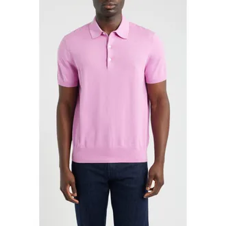 Brooks Brothers Supima Cotton Polo Sweater in Dark Pink Heather at Nordstrom, Size X-Large