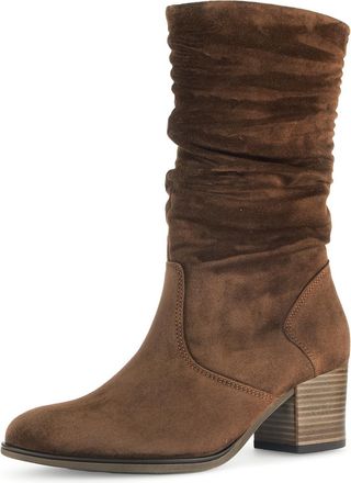 Gabor Ramona 52.894.41 Ladies Wide Brown Suede Side Zip Mid-Calf Boots