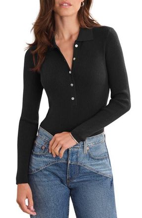 525 america Ginny Collar Long Sleeve Henley Top in Black at Nordstrom, Size X-Large
