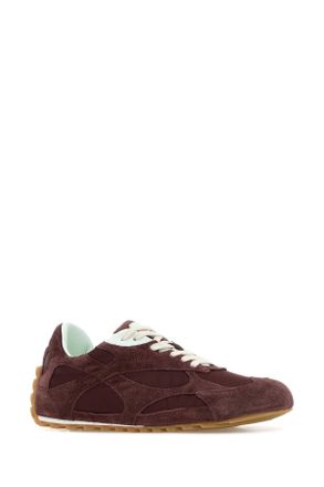 Bottega Veneta Womens Burgundy Suede And Fabric Orbit Sneakers Bordeaux