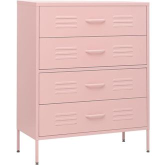 vidaXL Armario De Cajones De Acero Rosa 80x35x101,5 Cm Vidaxl