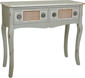 Wanderlust Deco Wanderlust Deco - Recibidor De Madera Y Rejilla Bamb&uacute; Gris 90x33x77