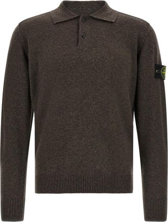 Stone Island Dark Brown Polo Sweater