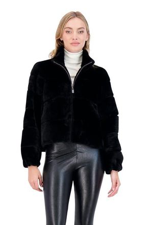 Gorski Genuine Shearling Horizontal Zip Jacket in Black at Nordstrom, Size X-Large