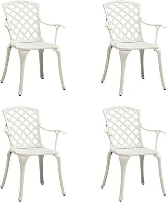 vidaXL Sillas De Jard&iacute;n 4 Pcs Aluminio De Fundici&oacute;n Blanca