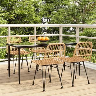 vidaXL Juego De Comedor De Jard&iacute;n 5 Piezas Rat&aacute;n Sint&eacute;tico Vidaxl