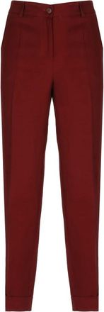 P.A.R.O.S.H. Raisa Cropped Broeken - Dames - Vrijetijds broeken - Rood - L - Linnen - Broeken