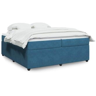 vidaXL Cama Box Spring Con Colch&oacute;n Terciopelo Azul Oscuro 200x200 Cm Vidaxl